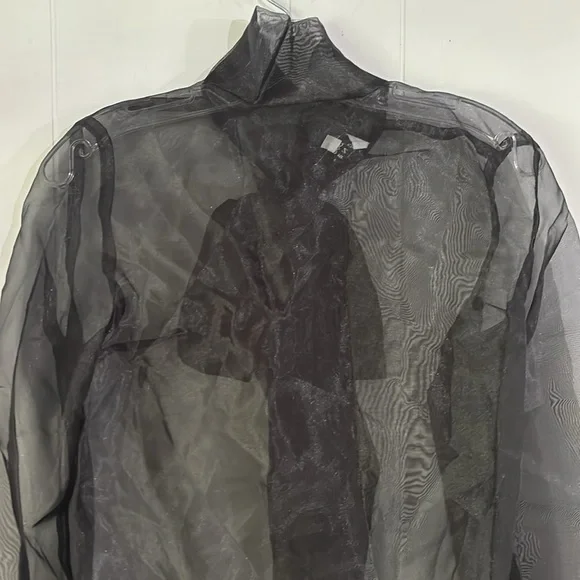 anthropologie sheer Black Back Bow at neck, self tie, Blouse NWOT By Ellender - Picture 3 of 16